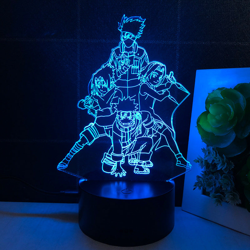 **ナルトアニメ 3D LEDナイトライト 第三班 カカシ・サスケ・ナルト・サクラ 子供向けクリスマスギフト**