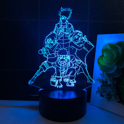 **ナルトアニメ 3D LEDナイトライト 第三班 カカシ・サスケ・ナルト・サクラ 子供向けクリスマスギフト**