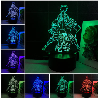 **ナルトアニメ 3D LEDナイトライト 第三班 カカシ・サスケ・ナルト・サクラ 子供向けクリスマスギフト**