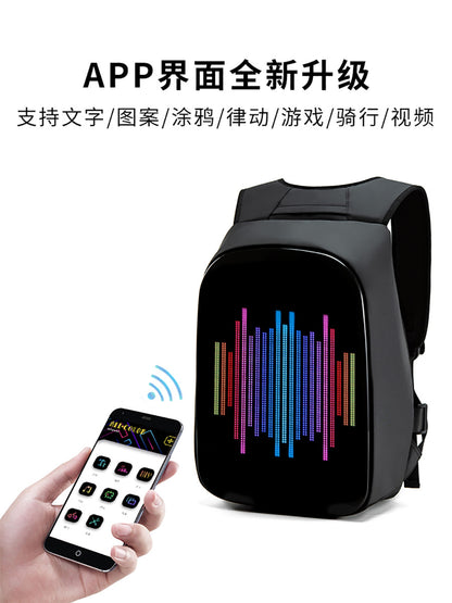 **LED車載ライディングBluetoothバックパック 屋外用LEDダイナミックピクセルバックパック スマートディスプレイ広告バックパック**